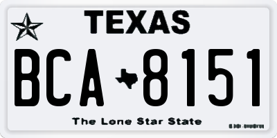 TX license plate BCA8151