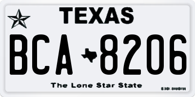 TX license plate BCA8206