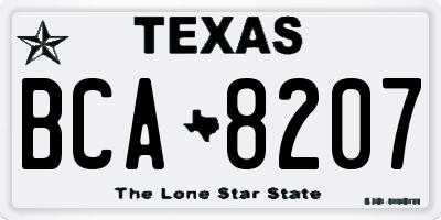 TX license plate BCA8207
