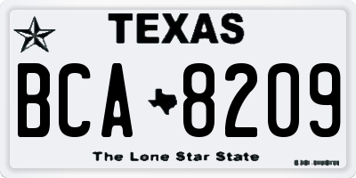 TX license plate BCA8209