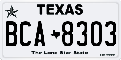 TX license plate BCA8303