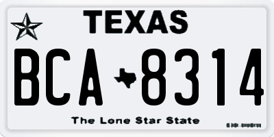 TX license plate BCA8314