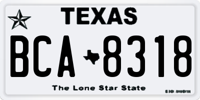TX license plate BCA8318