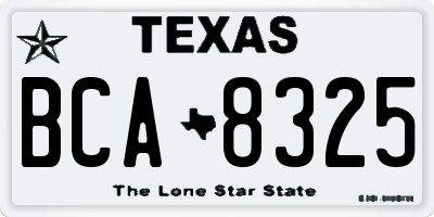 TX license plate BCA8325