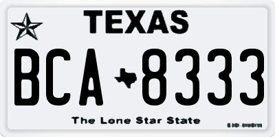 TX license plate BCA8333