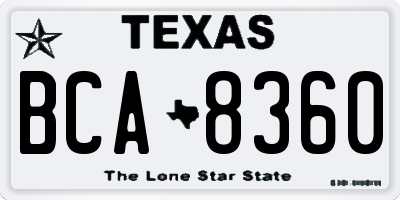 TX license plate BCA8360