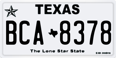 TX license plate BCA8378