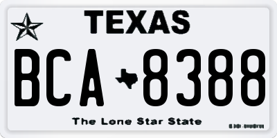 TX license plate BCA8388