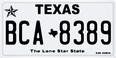 TX license plate BCA8389