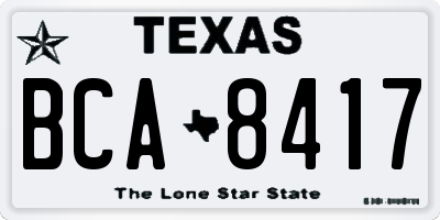TX license plate BCA8417