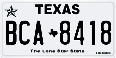 TX license plate BCA8418