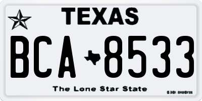 TX license plate BCA8533