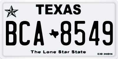 TX license plate BCA8549