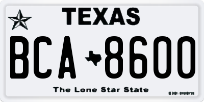 TX license plate BCA8600