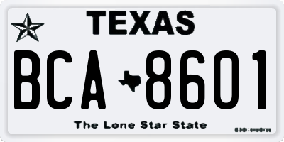 TX license plate BCA8601