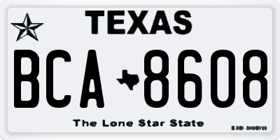 TX license plate BCA8608