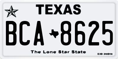 TX license plate BCA8625