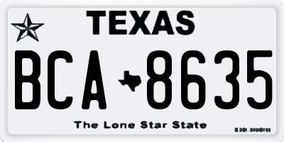 TX license plate BCA8635