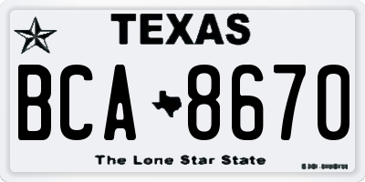 TX license plate BCA8670