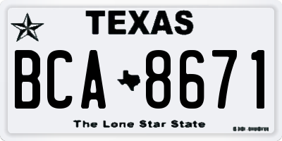 TX license plate BCA8671