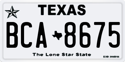 TX license plate BCA8675
