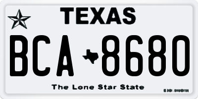 TX license plate BCA8680