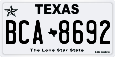 TX license plate BCA8692