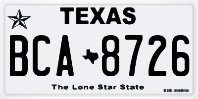 TX license plate BCA8726