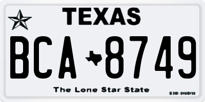 TX license plate BCA8749