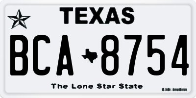 TX license plate BCA8754