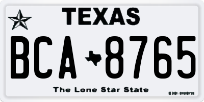 TX license plate BCA8765