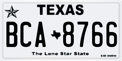 TX license plate BCA8766