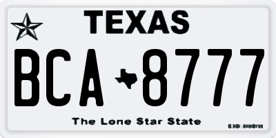 TX license plate BCA8777