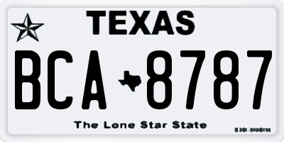TX license plate BCA8787