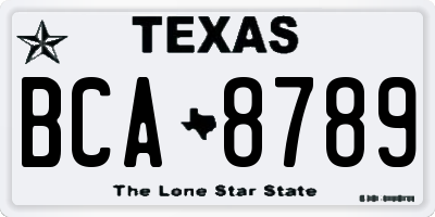 TX license plate BCA8789