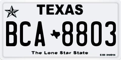 TX license plate BCA8803