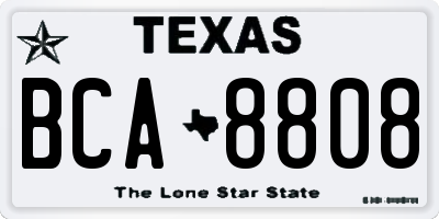 TX license plate BCA8808
