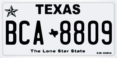 TX license plate BCA8809