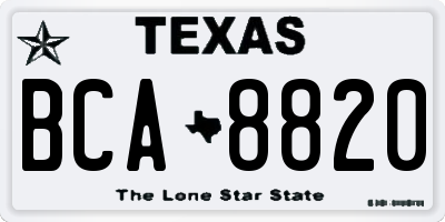 TX license plate BCA8820