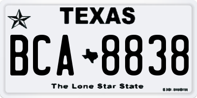 TX license plate BCA8838