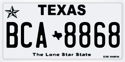 TX license plate BCA8868