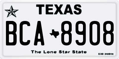 TX license plate BCA8908