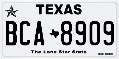 TX license plate BCA8909