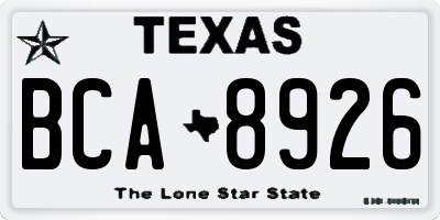 TX license plate BCA8926