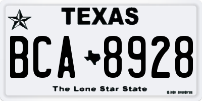 TX license plate BCA8928