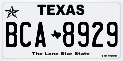 TX license plate BCA8929