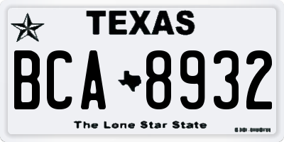 TX license plate BCA8932