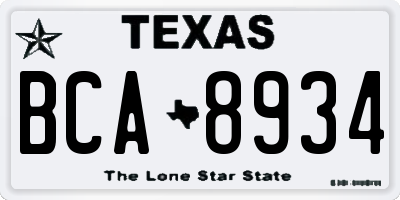 TX license plate BCA8934