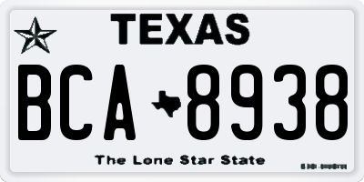 TX license plate BCA8938