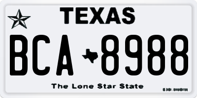 TX license plate BCA8988